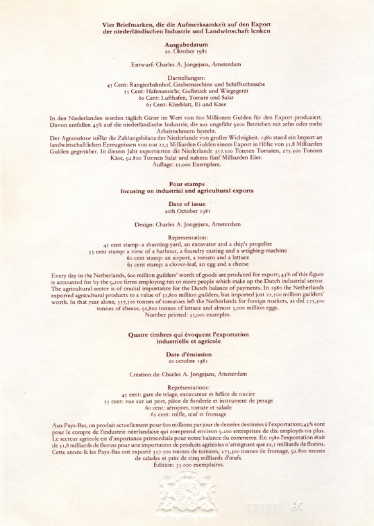 first day sheet The Netherlands 1981