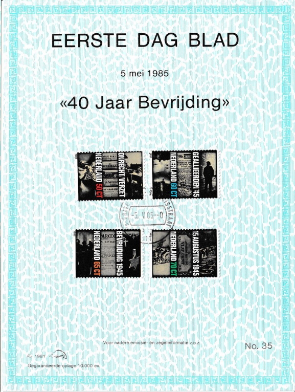 first day sheet The Netherlands 1985