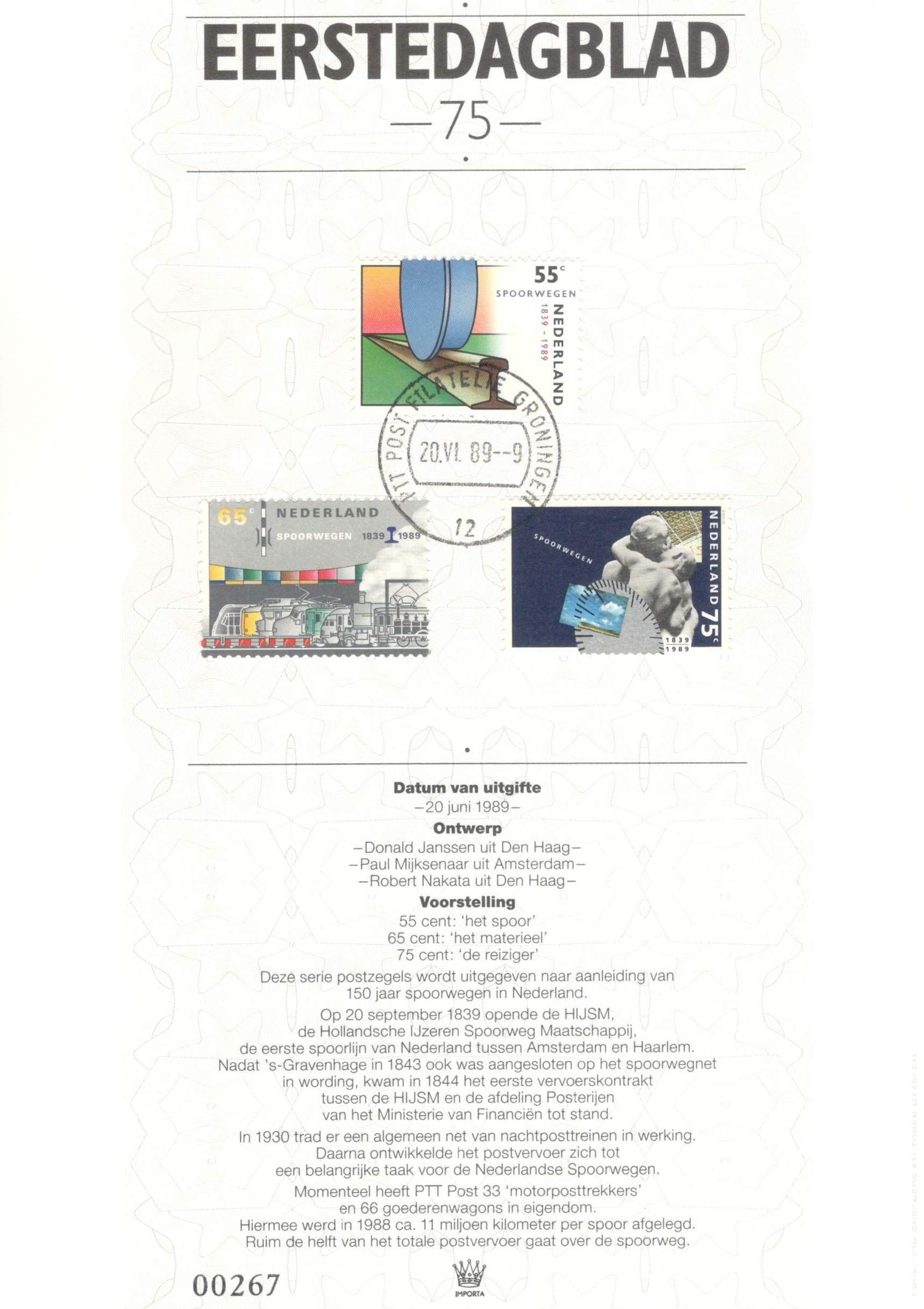 first day sheet The Netherlands 1989
