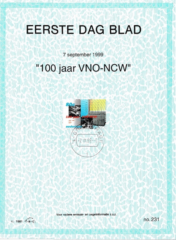 first day sheet The Netherlands 1999
