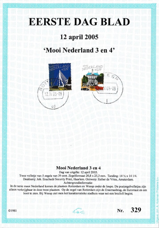 first day sheet The Netherlands 2005