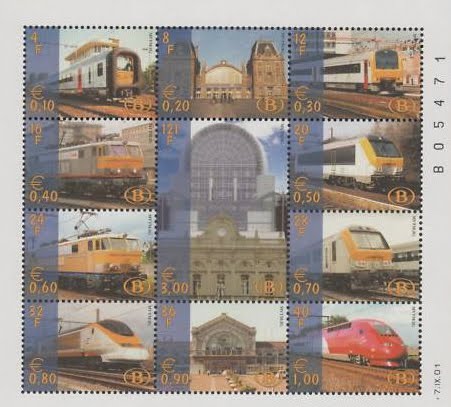 Belgian Railway Stamp sheet 2001