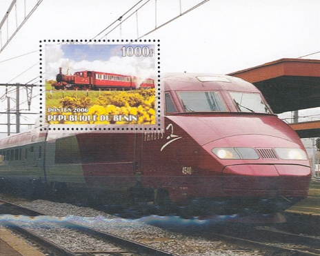 Benin stamp block with Thalys, 2006