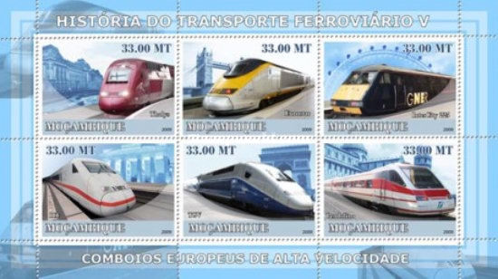 year=2009, Mozambique Stamp sheet with Thalys