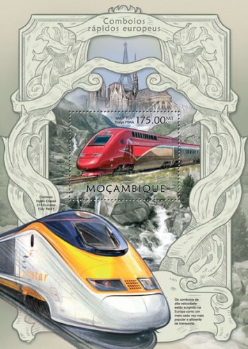 year=2013, Mozambique Stamp sheet with Thalys