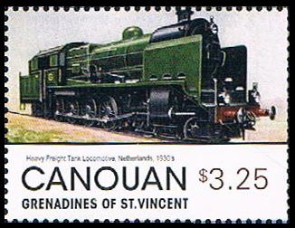 Grenadines of St.Vincent Canouan stamp with heavy goods steam loco 6300