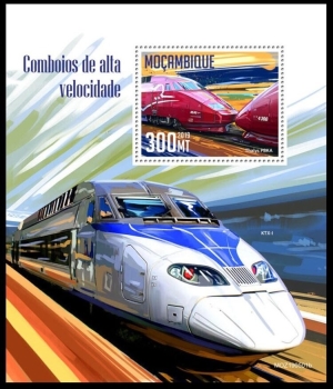 year=2019, Mozambique Stamp sheet with Thalys