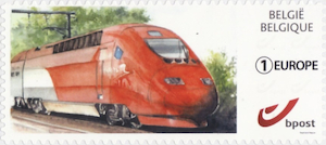 year=2023?, Belgian personalized stamp with Thalys aquarel