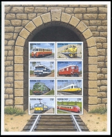 Burkina Faso Stamp sheet with trains, 1998