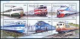 Central African Republic Stamp sheet with Dutch locomotive, 2000