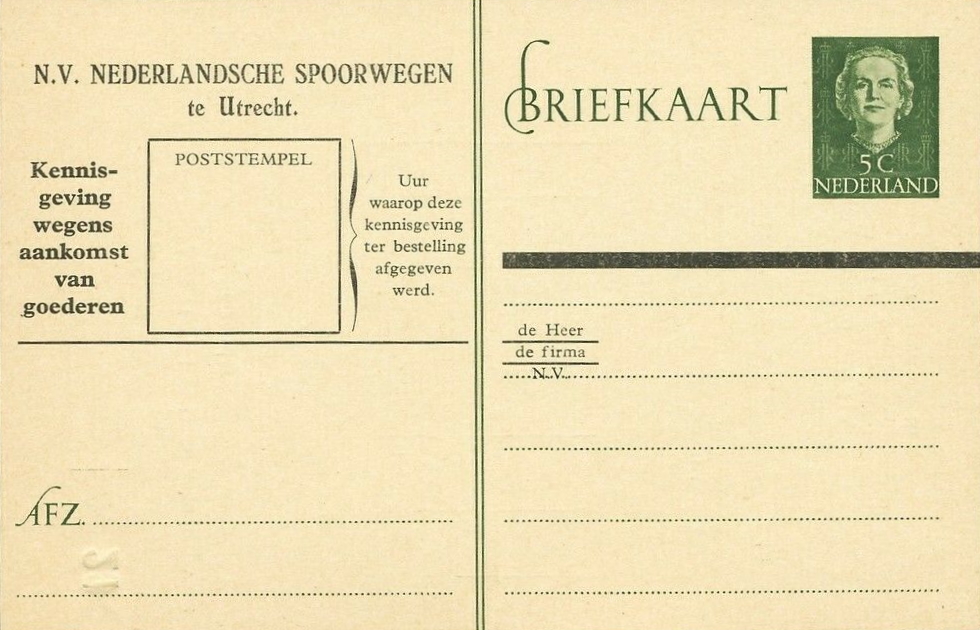 Dutch postcard with delivery notice