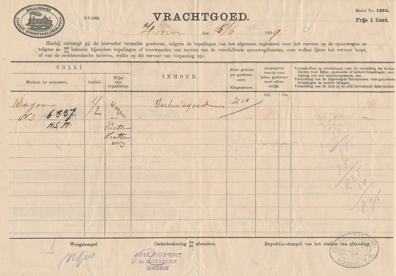 Dutch freight letter/way bill