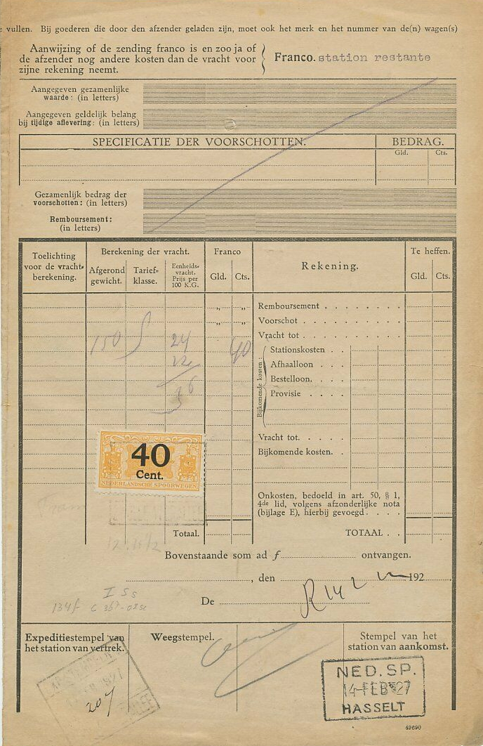Dutch freight letter/way bill
