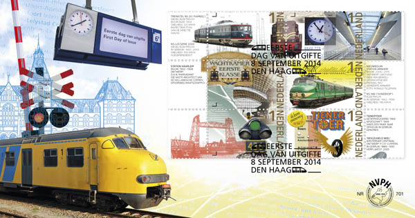 FDC: 175 years Dutch railways commemoration sheet 2014