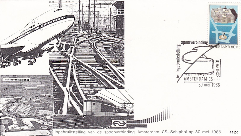 FDC: Schiphol - Amsterdam CS, 30 May 1986
