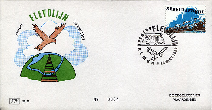 FDC: Opening of the so-called Flevolijn from Amsterdam to Almere on 29th May, 1987