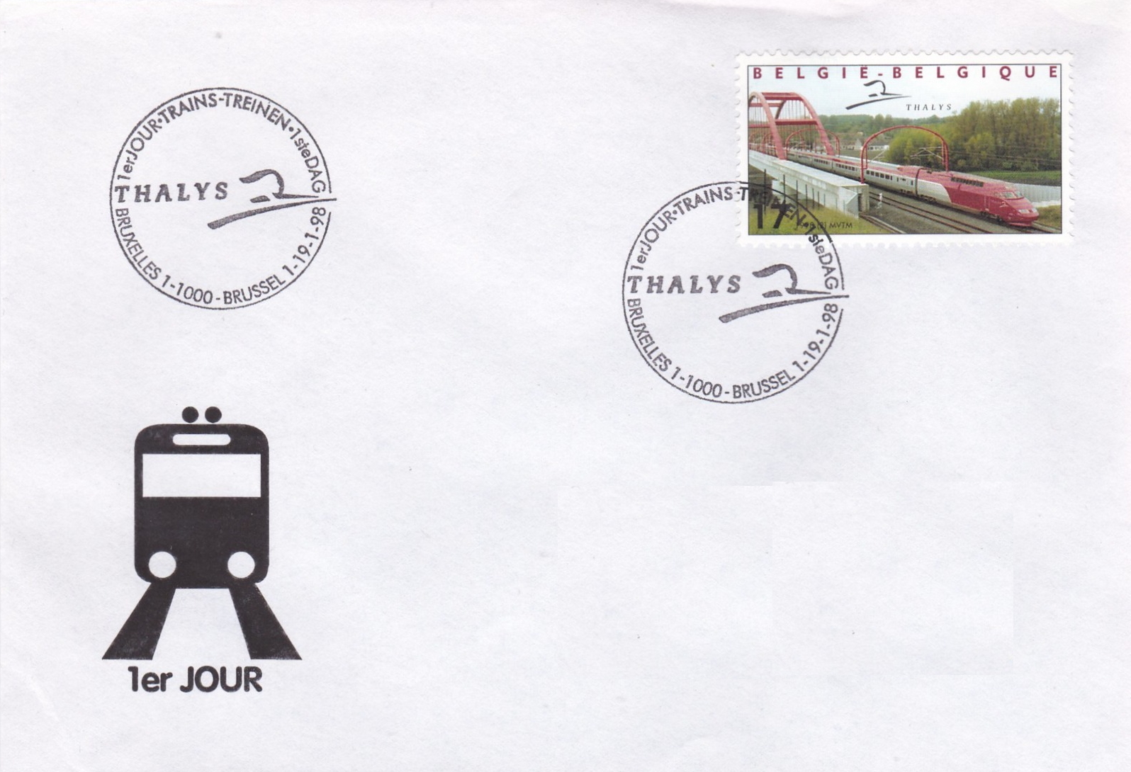 FDC: Belgium with Thalys 1998 FDC: Belgium with Thalys 1998