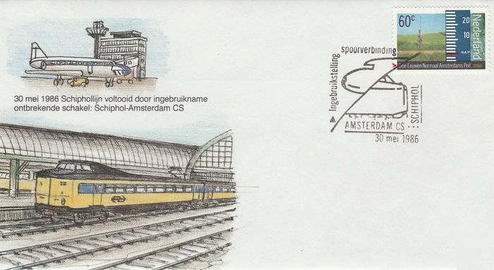 FDC: Schiphol - Amsterdam CS, 30 May 1986