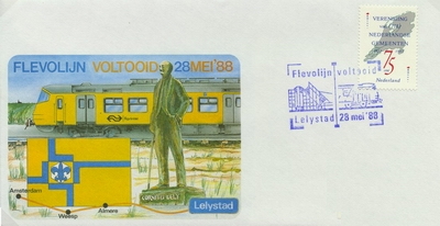 FDC: Opening Flevoline: Amsterdam - Lelystad, 28 May 1988