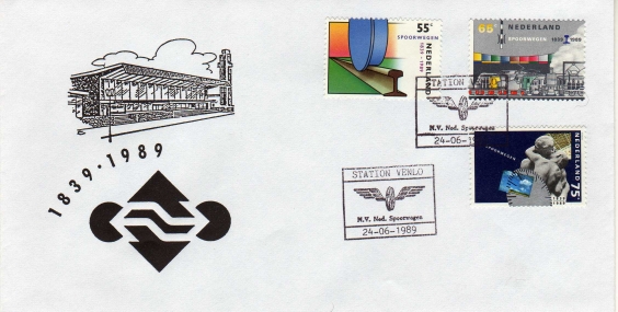 FDC: Venlo station, built in 1958