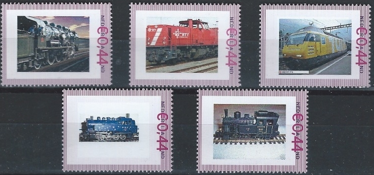 personalised stamp of The Netherlands with trains, trams, stations etc