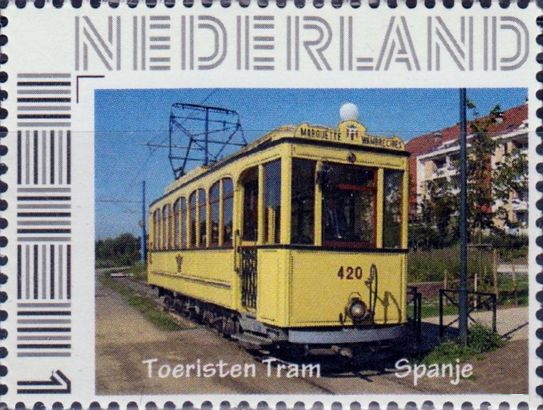 personalised stamp of The Netherlands with trains, trams, stations etc