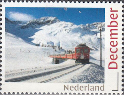 2020, Dutch Christmas stamp with train