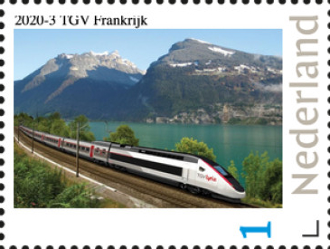 personalised stamp of The Netherlands with trains, trams, stations etc