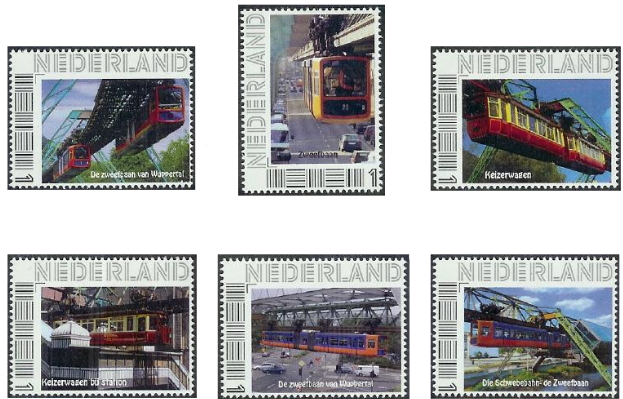 personalised stamp of The Netherlands with trains, trams, stations etc