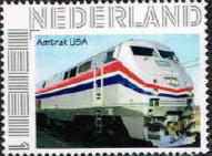 personalised stamp of The Netherlands with trains, trams, stations etc