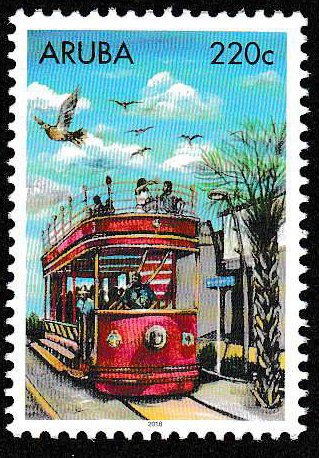 2018, NVPH: -, stamp Aruba: tram