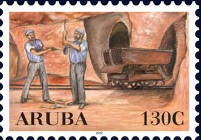 2020, NVPH: -, stamp Aruba: Phosphate Mining History