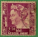 Netherlands East Indies stamp with Queen Wilhelmina with goods wagon and railway viaduct