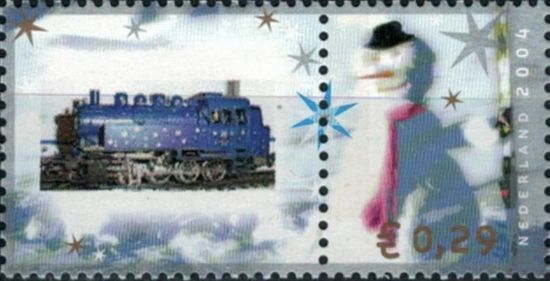 personalised stamp of The Netherlands with train