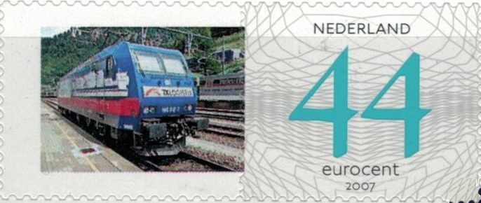 personalised stamp of The Netherlands with trains, trams, stations etc