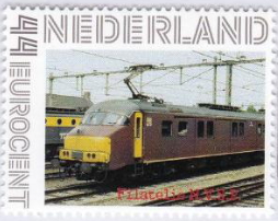 personalised stamp of The Netherlands with trains, trams, stations etc