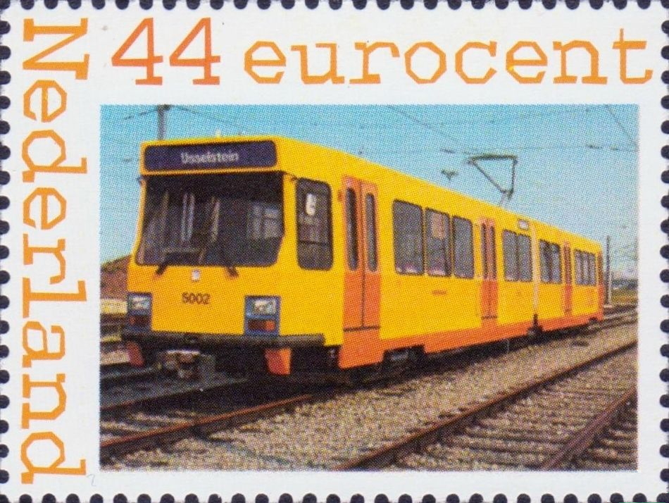 personalised stamp of The Netherlands with trains, trams, stations etc