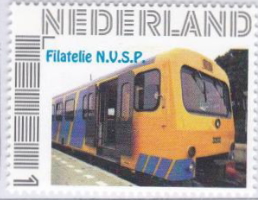 personalised stamp of The Netherlands with trains, trams, stations etc