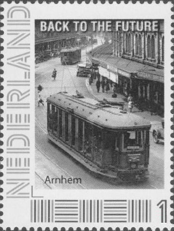 personalised stamp of The Netherlands with trains, trams, stations etc