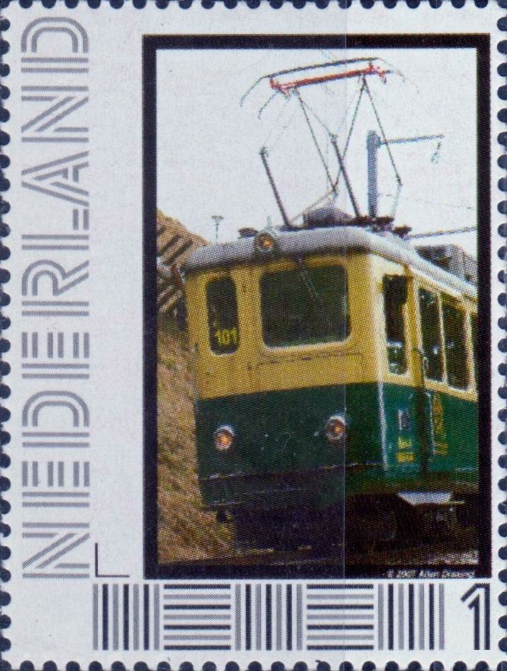 personalised stamp of The Netherlands with trains, trams, stations etc