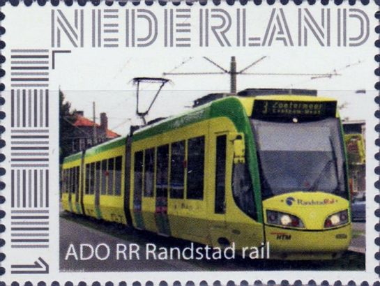 personalised stamp of The Netherlands with trains, trams, stations etc