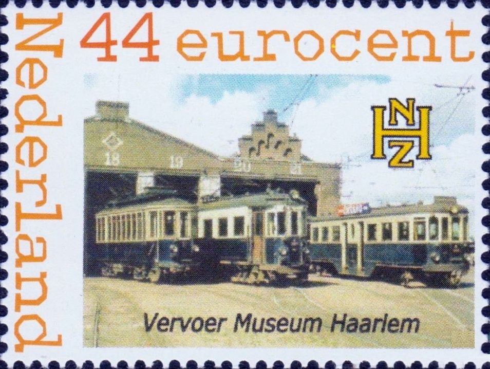 personalised stamp of The Netherlands with trains, trams, stations etc