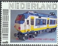 personalised stamp of The Netherlands with trains, trams, stations etc