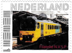 personalised stamp of The Netherlands with trains, trams, stations etc