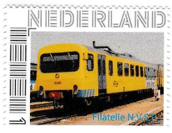 personalised stamp of The Netherlands with trains, trams, stations etc