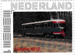 personalised stamp of The Netherlands with trains, trams, stations etc