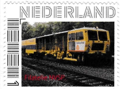 personalised stamp of The Netherlands with trains, trams, stations etc