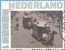 personalised stamp of The Netherlands with trains, trams, stations etc