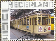 personalised stamp of The Netherlands with trains, trams, stations etc