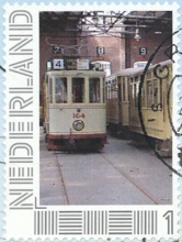 personalised stamp of The Netherlands with trains, trams, stations etc